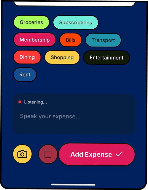 SPENDS expense input screen